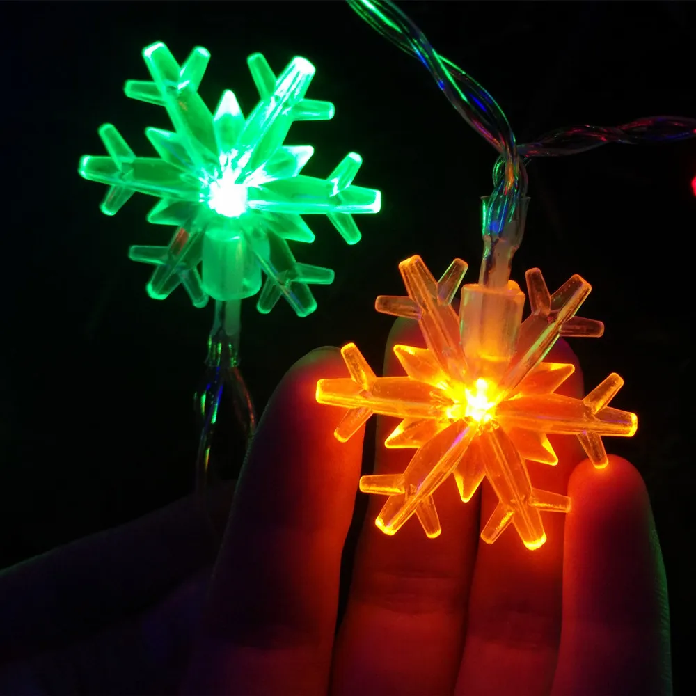 2017 Новогоднее Украшение Снежинки СВЕТОДИОДНЫЕ Огни Строку Батареи AA Дома и Сада
