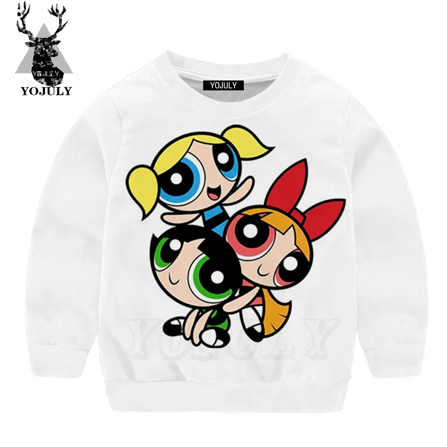 4 YOJULY/ г. Толстовка для маленьких девочек с объемным принтом Kawaii Powerpuff повседневная детская одежда для мальчиков топ с длинными рукавами с героями мультфильмов SW08 - Цвет: 4
