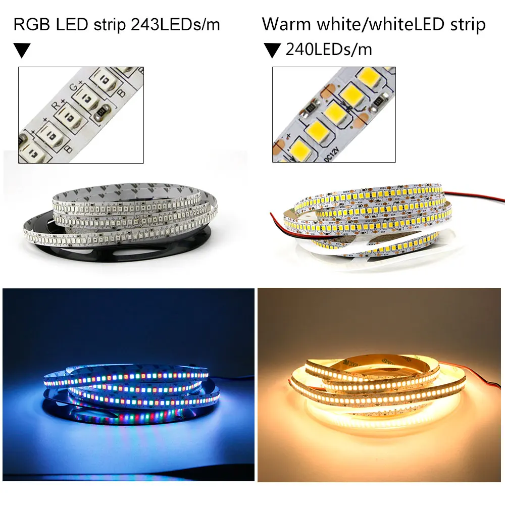 5 м 2835 Светодиодная лента не Водонепроницаемая [DVOLADOR] DC12V 240 светодиодов/M RGB 243led/m