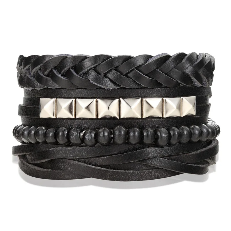 3 шт. мужской кожаный браслет с якорем в стиле панк|mens anchor bracelet|anchor braceletleather bracelet |
