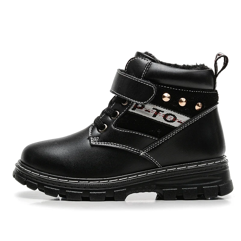 

NEW Children Shoes Fashion Boys Snow Boots Genuine Leather With Thick Plush Warm For Winter Boy Martin Boots Size 26-37