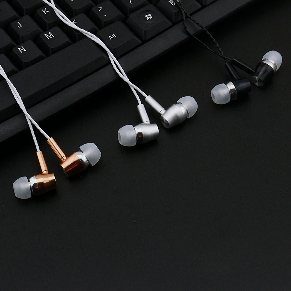 

100PCS Super bass Meatl headset in-ear earphone headsets rose gold wired earphones earbus with mic for cell phone PC