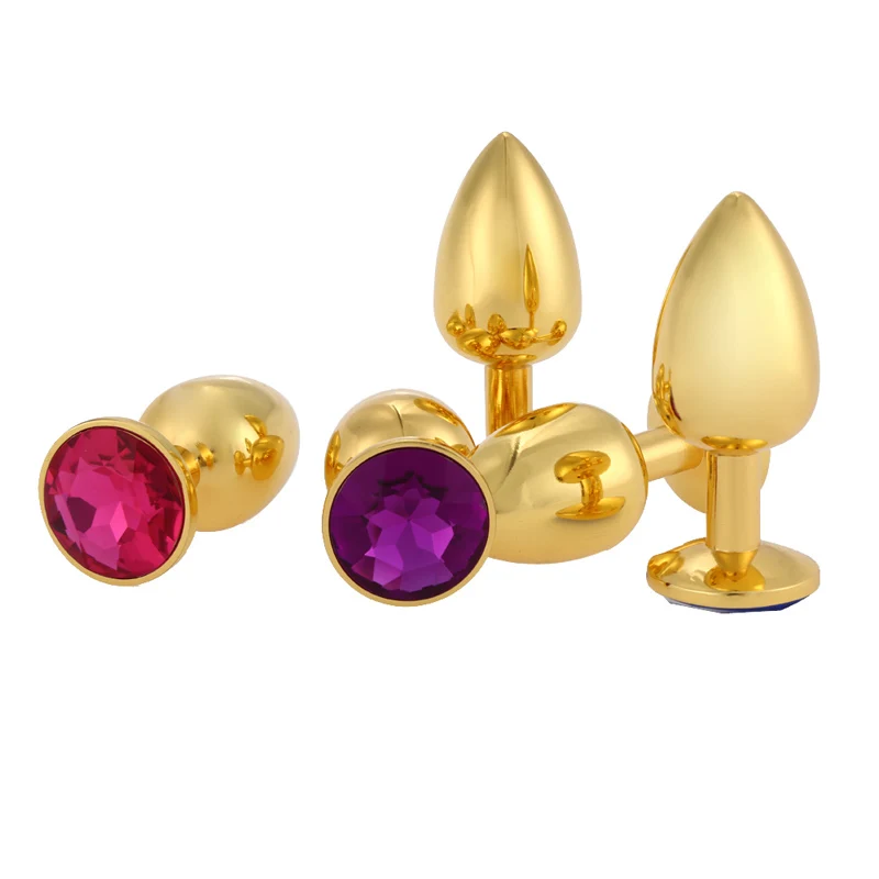 YUELV S+M+L 3PCS/Set Gold Metal Anal Toys Butt Plug Plated Anus Insert Stopper Stainless Steel Diamond Adult Sex | Красота и здоровье