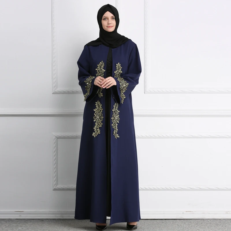 Buytiz ОАЭ сетки мусульманская черная вышивка Малайзии креп abaya Макси длинное
