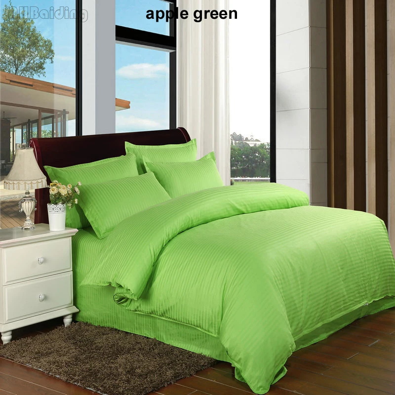 apple green Дизайн, 1 шт., Комплект постельного белья в белую полоску со звездой для отеля, хлопок, пододеяльник, пододеяльник, 160x210 см/180x220 см/200x230 см/220x240 см - Цвет: apple green