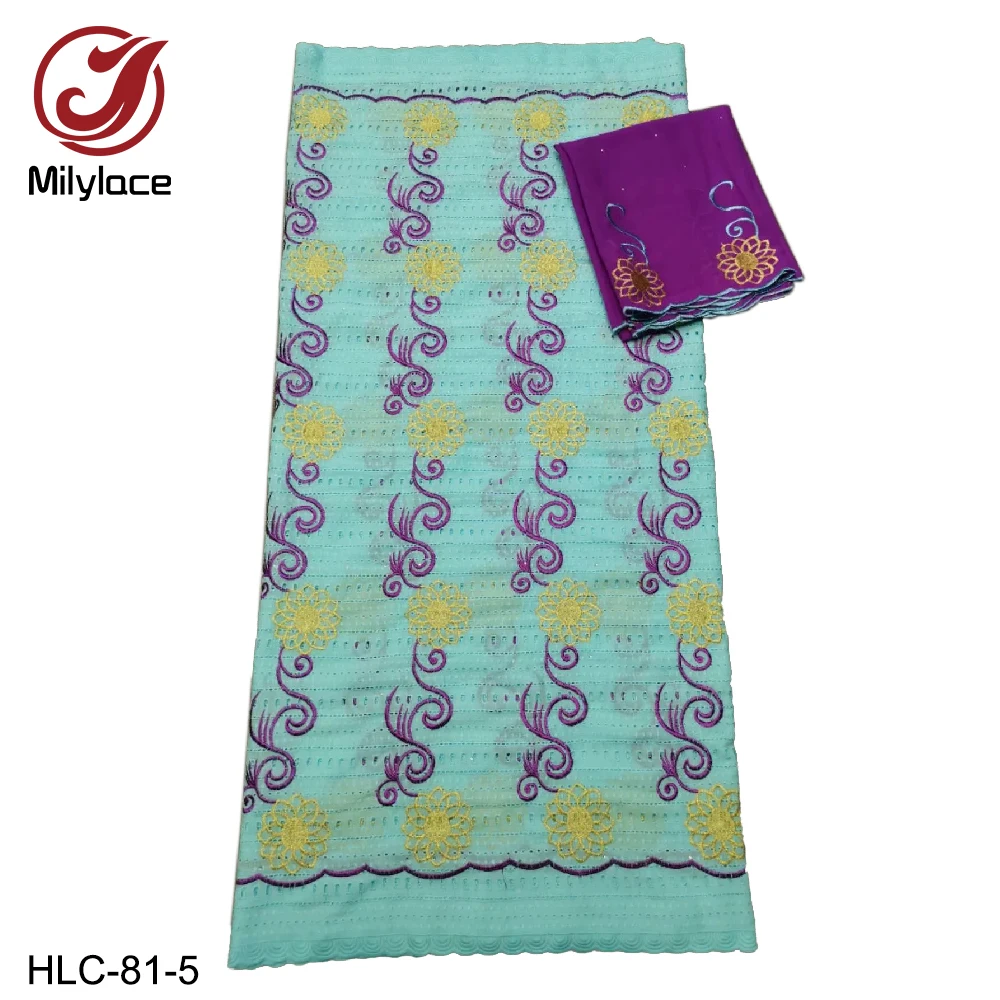 Millylace lovely Swiss cotton voile lace fabric 5 yards with embroidery stones +chiffon 2 for girl's dresses HLC-81 | Дом и сад