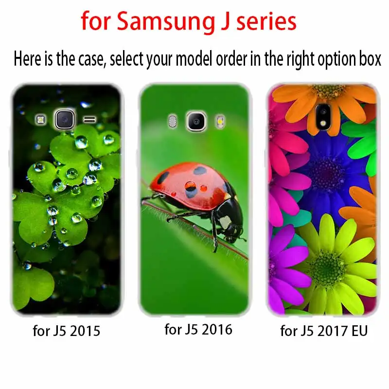 Четырехлистный клевер Божья коровка Дейзи чехол TPU для Samsung Galaxy J6 J8 J3 J5 J7 J4 J2 J1 Plus 2018