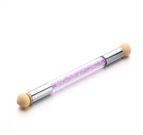 Purple 1 шт Кисть для ногтей, frenterd двойной наконечник Ombre палочка для дизайна ногтей Губка Кисть для DIY градиентный Цветущий УФ гель инструменты для ногтей(1, A - Цвет: Purple