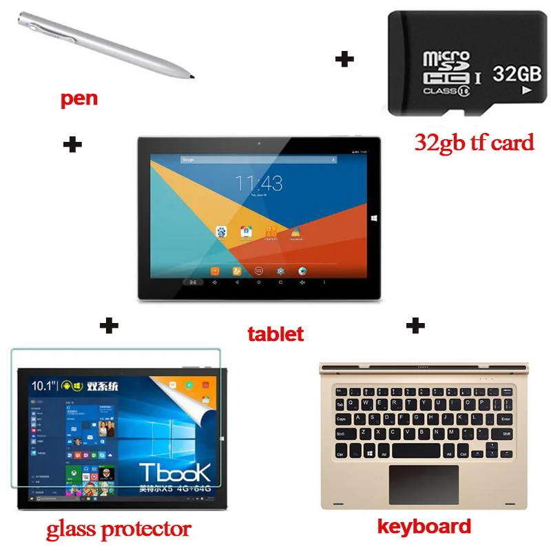 bundle 4 Teclast Tbook10s 10,1 дюймов ips 1920x1200 Windows 10+ Android 5,1 планшетный ПК Intel Atom X5 Четырехъядерный 4 ГБ/64 Гб BT HDMI - Комплект: bundle 4
