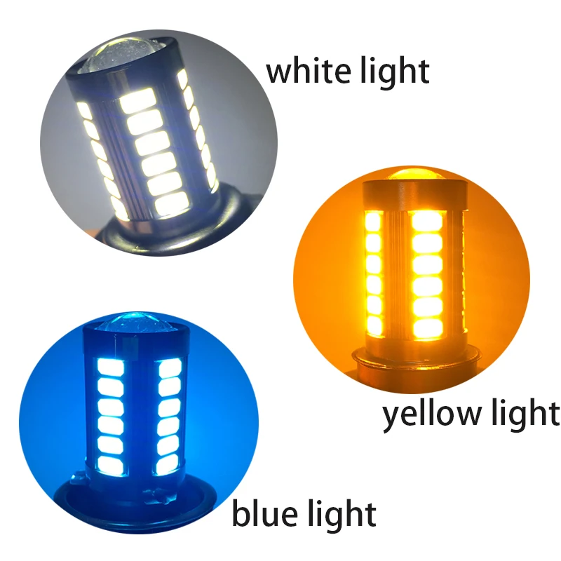 

2pcs BA15S T20 7443 P21W 33 SMD 5630 Car Led Turn Fog Lamps brake Auto reverse lamp daytime running Bulbs White Blue yellow