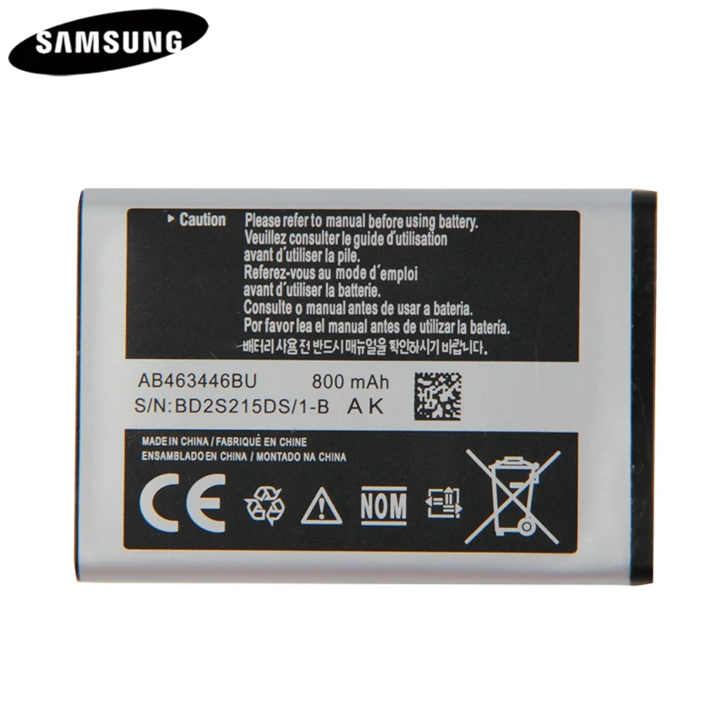 Оригинальный аккумулятор AB463446BA /BC/BE/BU AB553443BU AB463446TU для Samsung E1200M E1228 S139 M628 X520 X208 F258 E878