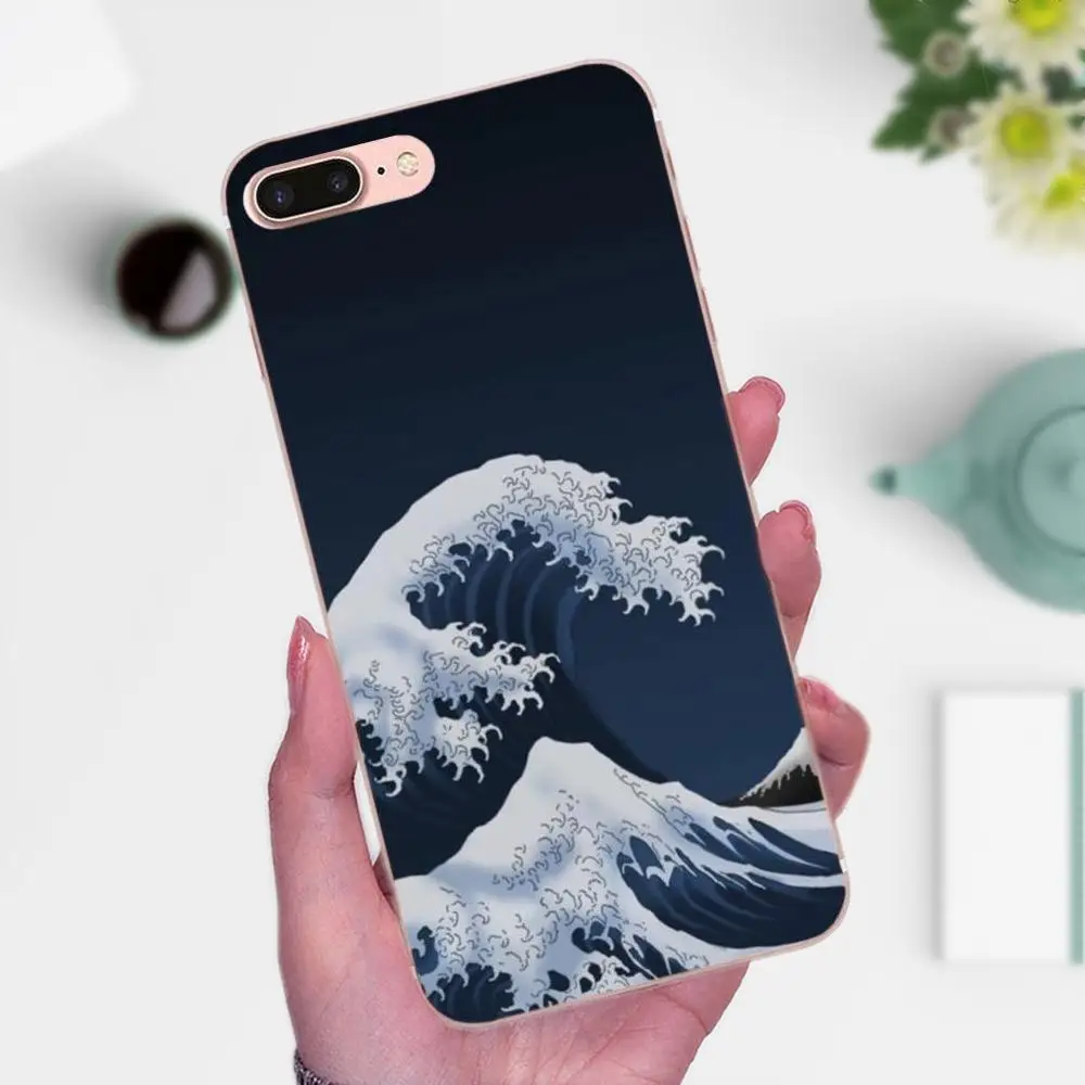 TPU 2017 New Arrival For Xiaomi Mi3 Mi4 Mi4C Mi4i Mi5 Mi 5S 5X 6 6X 8 SE A1 Max Mix 2 Note 3 4 Wave Art Japanese Green Illust | Мобильные