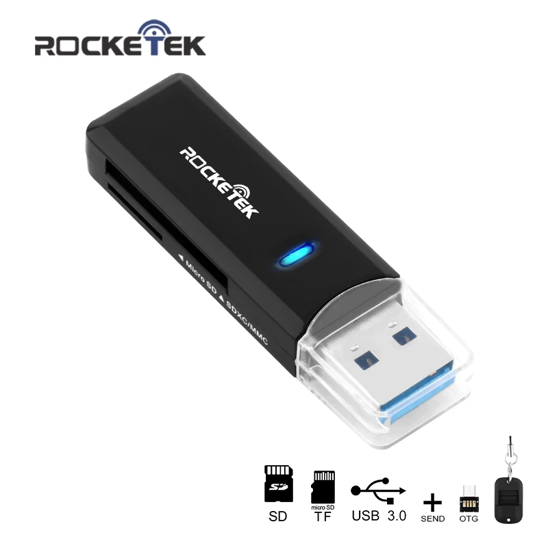 Rocketek USB 3 0 multi 2 в 1 памяти OTG Телефон card reader 5 Гбит/с адаптер для SD TF micro pc компьютер