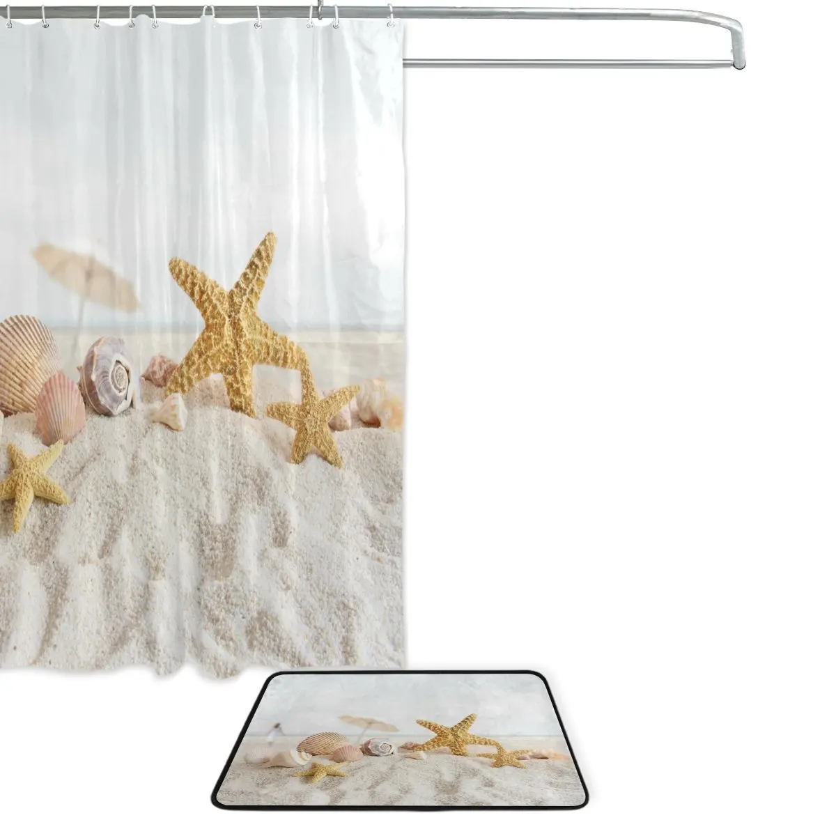 Океанский пляж море тема занавеска для душа и коврик набор морская звезда