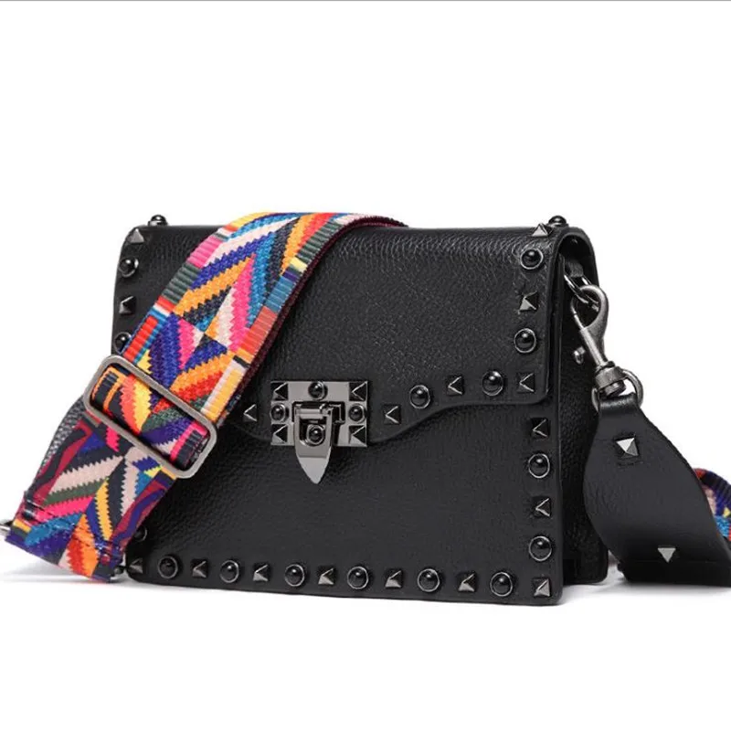 Новые 2018 классические ретро Box сумка с заклепки Crossbody для женщин Для из