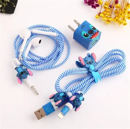 Наклейки с милыми рисунками USB кабель намотки протектор набор с устройство для сматывания шнура от наушников спиральный usb-шнур с зарядным устройством для iPhone x 8 6 7 - Цвет: 6
