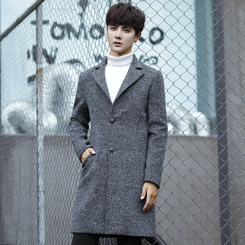 Брендовая одежда 2019 Новая мода длинный мужской однобортный Тренч тонкая