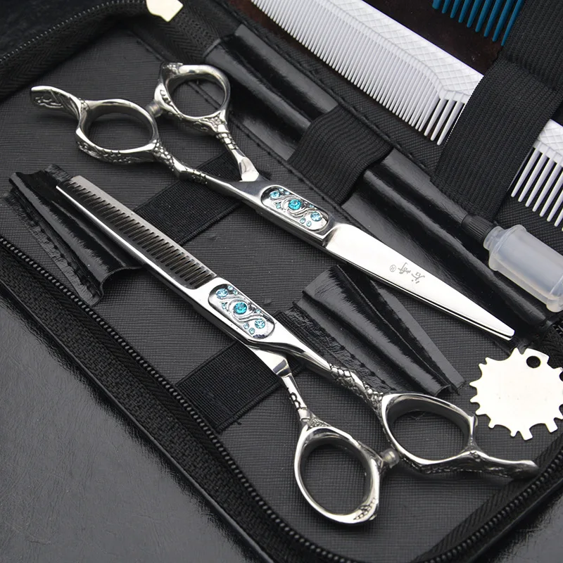 

6inch New Style Thinning and Cutting Retro Sliver Hair Scissors Set Dragon Handle Hair shears Scissors for a Hairstyle Barber an