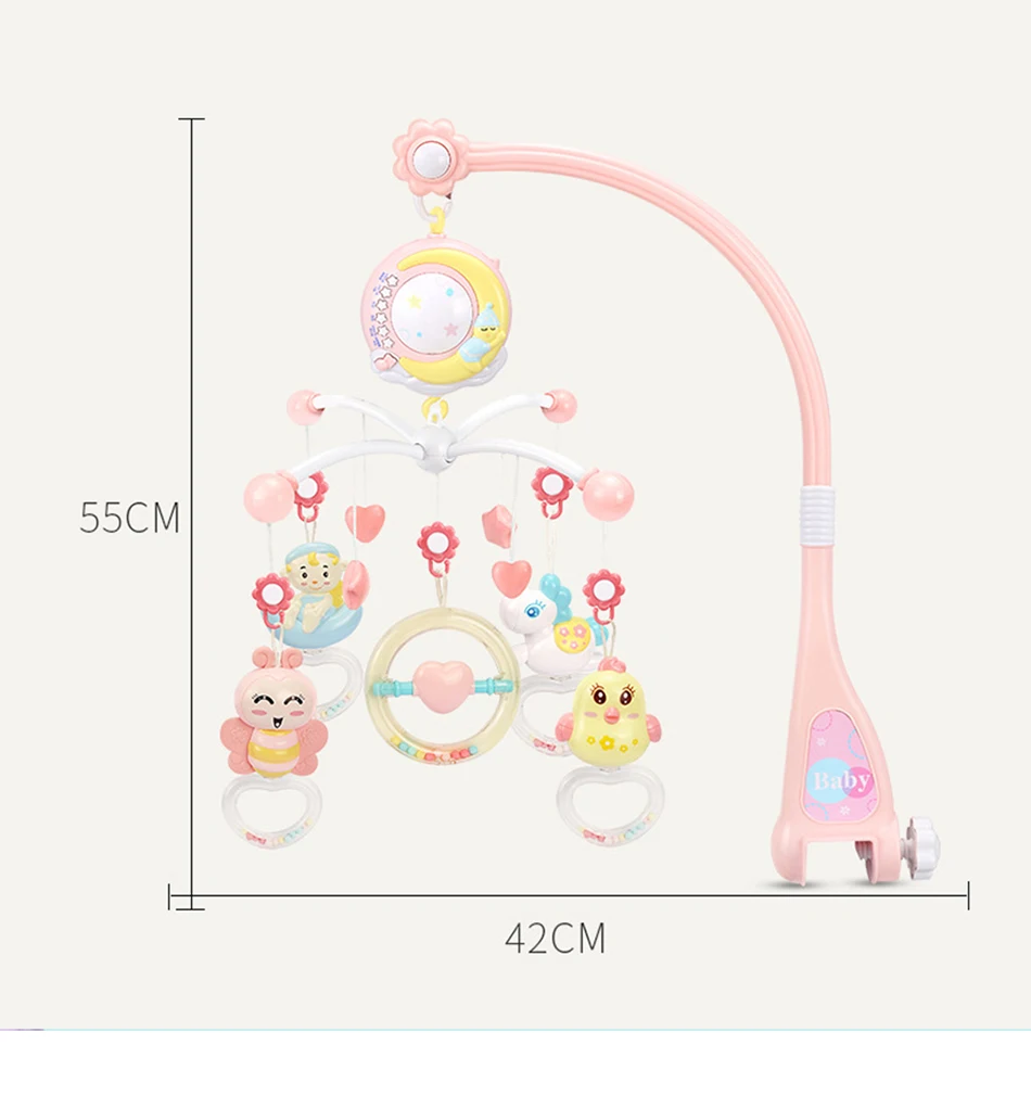Kawaii животные музыкальные погремушки кроватка крутящиеся колокольчики на кровать с музыкальной коробкой проектор 0-12 месяцев Детские развивающие игрушки