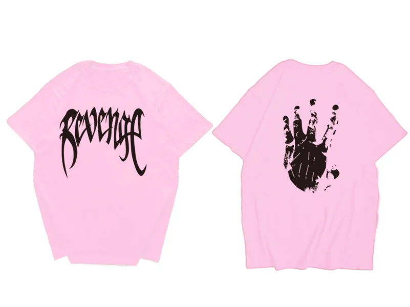 2Pink Футболка Revenge, удобная повседневная футболка в стиле хип-хоп, Homme, хлопковая хипстерская футболка с буквенным принтом, топ, американский размер,, рэппер, Xxxtentacion - Цвет: 2Pink