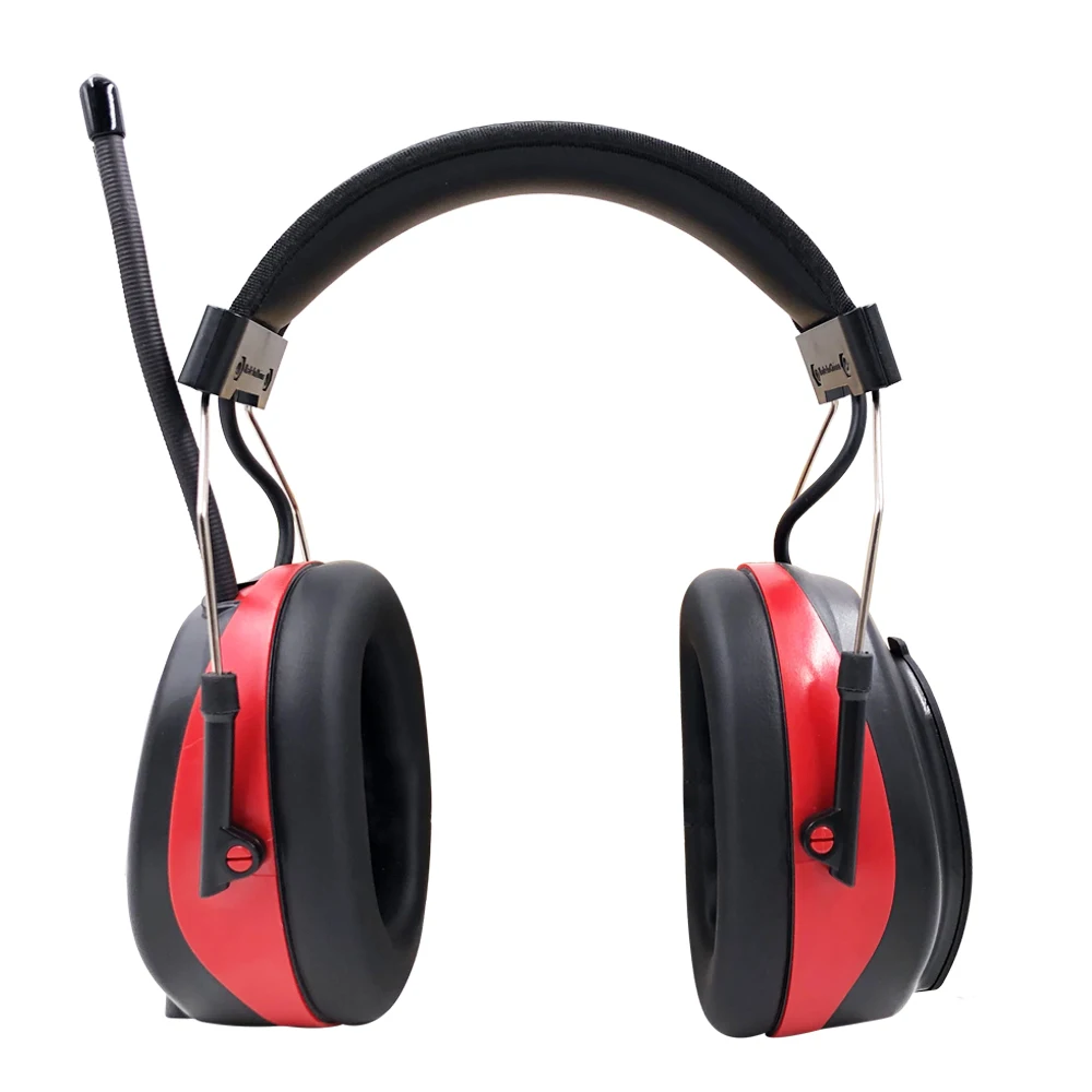 Protear NRR 25dB Hearing Protection AM FM Radio 1200 mAh Rechargeable Lithium Battery Earmuffs Electronic Ear Protection Red