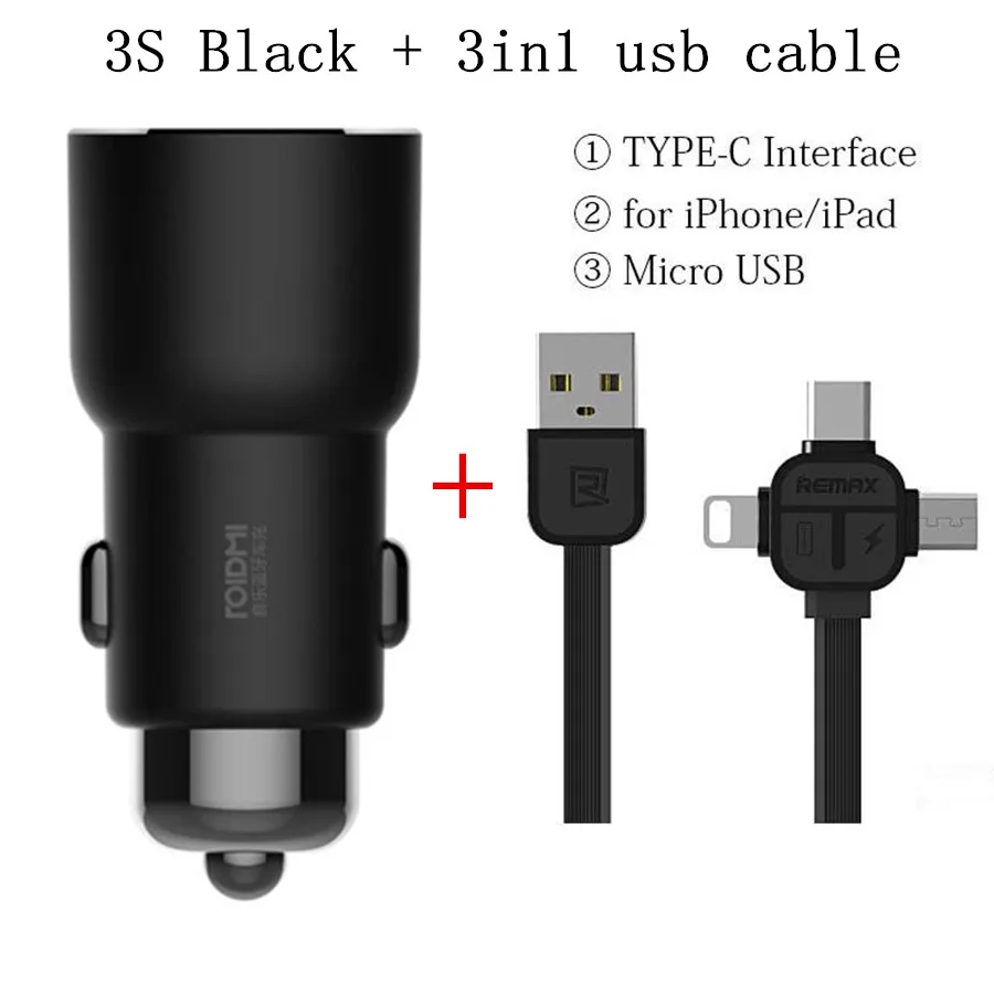 Автомобильное зарядное устройство ROIDMI 3S Bluetooth 5 в 3 4 А музыкальный плеер FM смарт