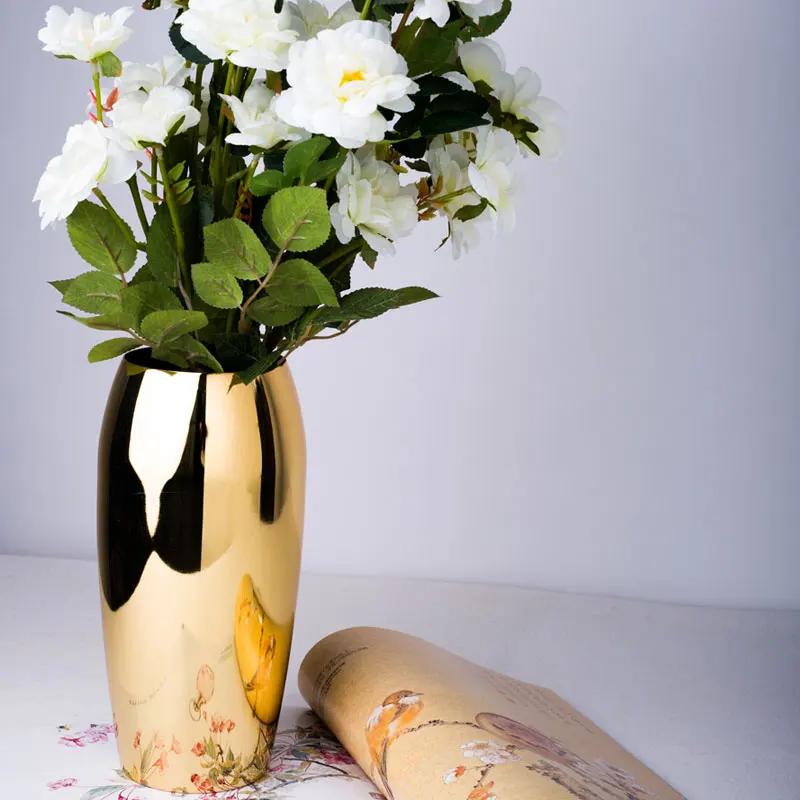 

Flower Vase Decorative Centerpiece For Home Wedding SUS304 Stainless Steel, 9.4"H (Gold Plated)