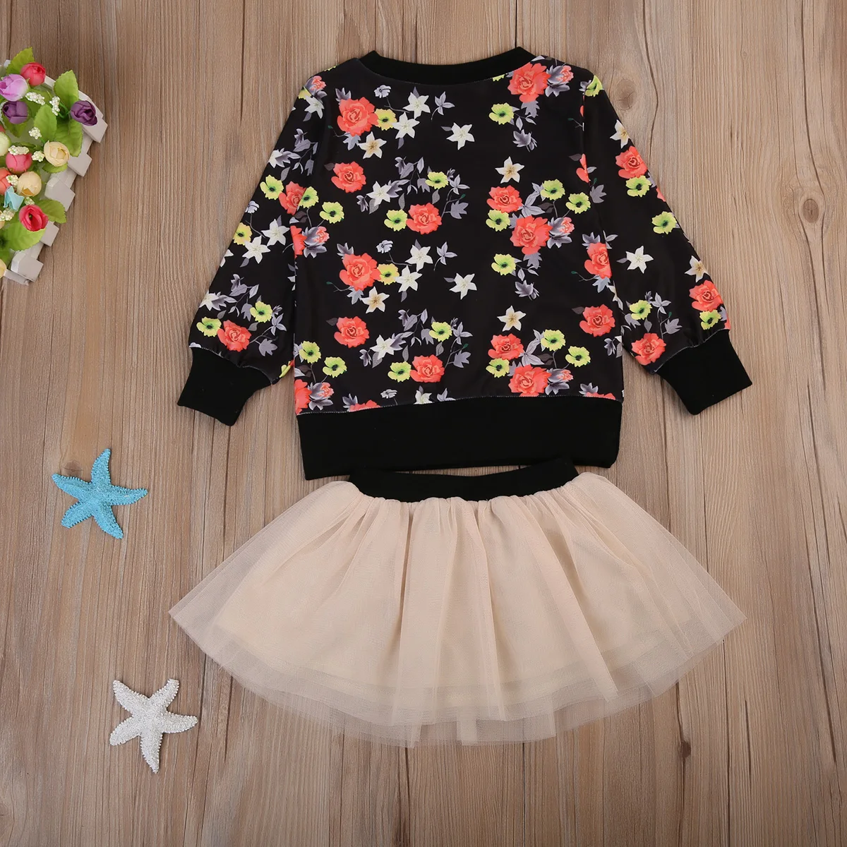 2 предмета рубашка с длинными рукавами и цветочным рисунком для маленьких