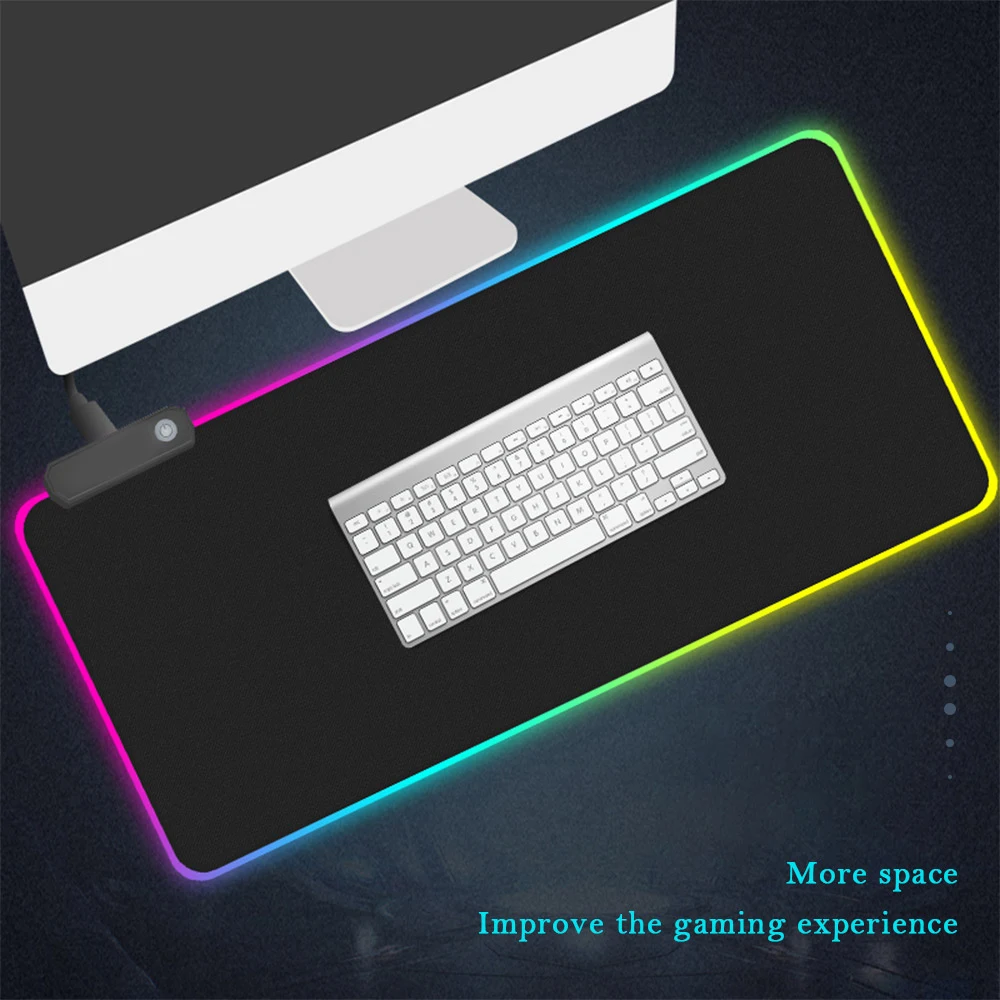 Большой цветной игровой коврик для мыши со светодиодной подсветкой RGB геймерская