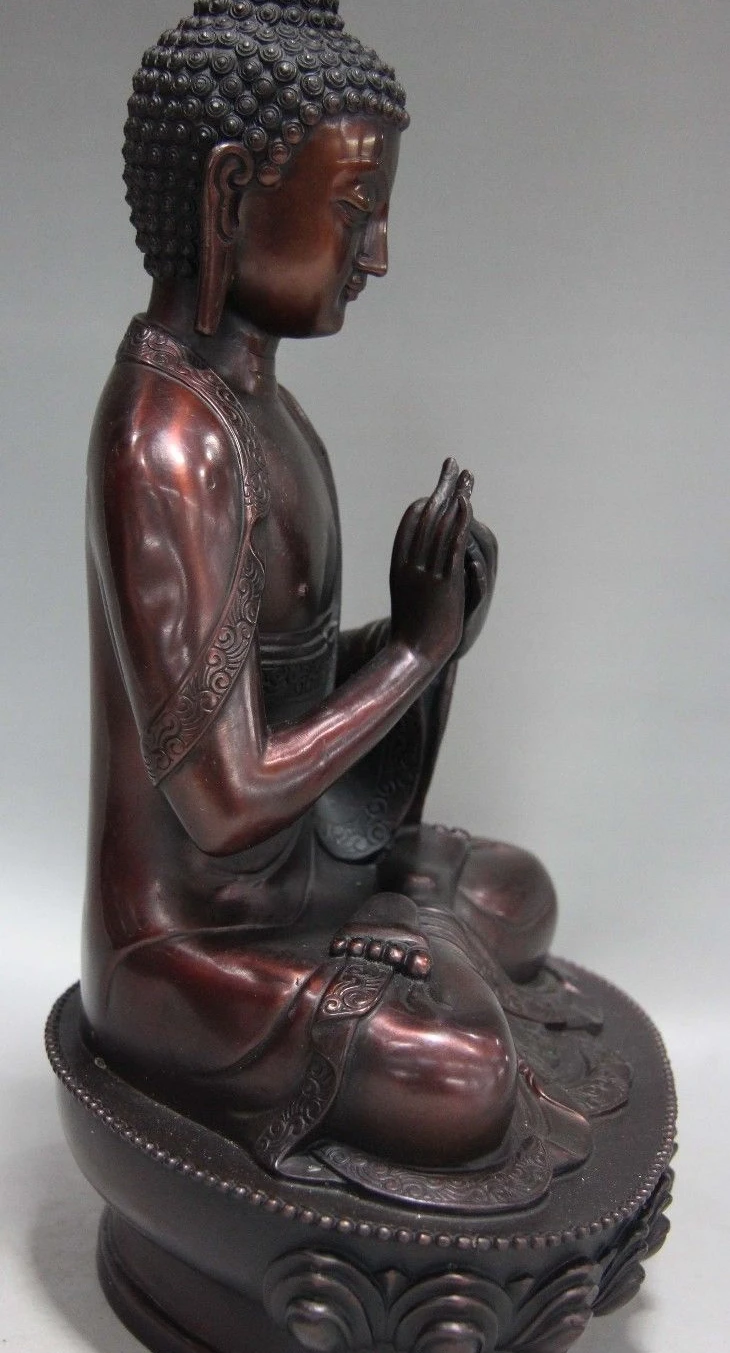 12 Тибет Буддизм Храм Красный Медь Бронза Просветление Будда Шакьямуни Статуя |