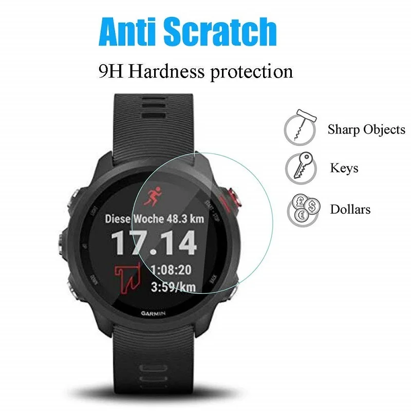 100pcs tempered glass for garmin forerunner 55 screen protector forerunner 45 245 smart wrist watch anti scracth protective film free global shipping