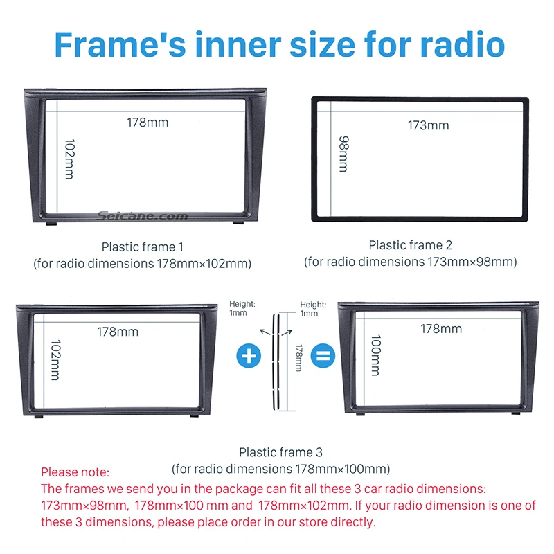 Seicane Double Din Car Radio Fascia Stereo Interface Panel Trim for 2007-2009 Mitsubishi Colt Plus Installation Fitting Kit