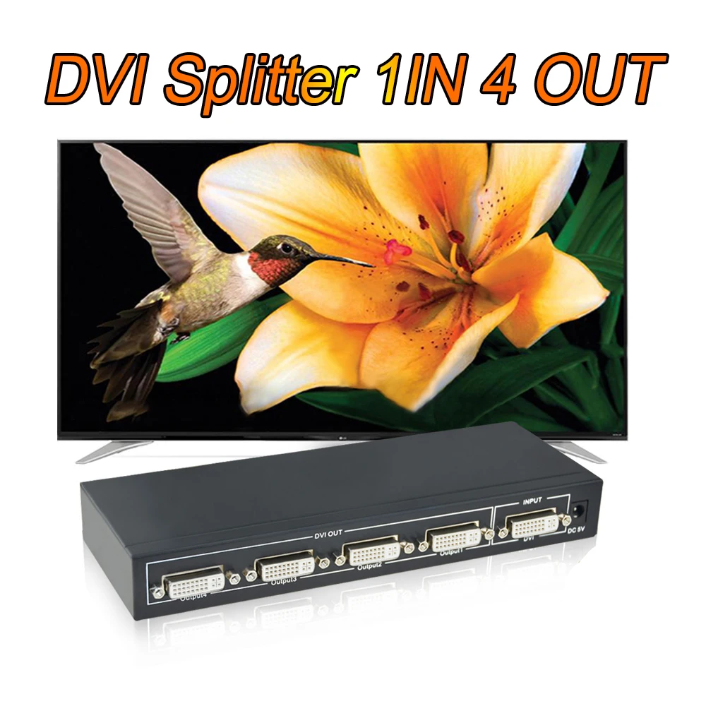 DVI разветвитель 1x4 DVI разветвитель 1 в 4 выход DVI разветвитель 1 до 4 Поддержка 1920x1200 4K 2 K/30Hz/3D up 1080P с питанием DC5V