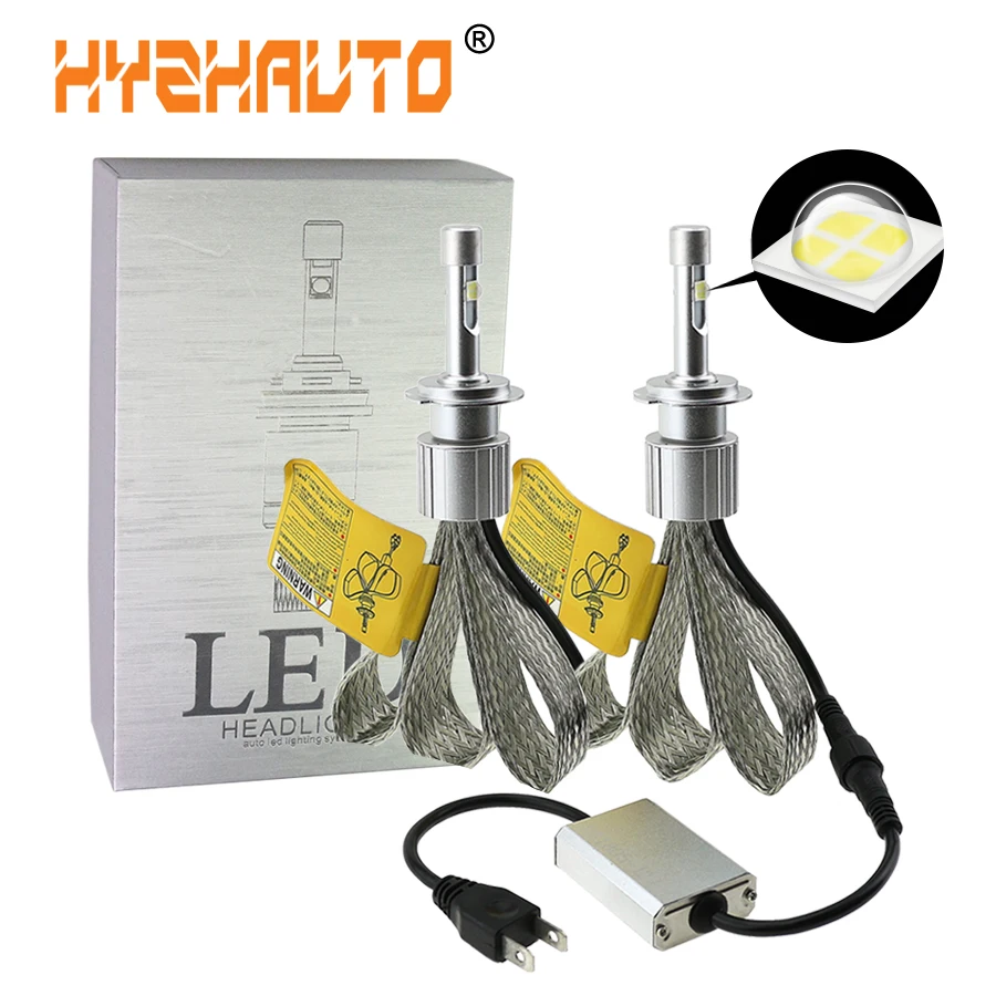 Hyzhauto Автомобильный светодиодный фар H4 H7 H8 9005 9006 9007 HB3 HB4 H1 H13 автомобилей фары белый 9600lm Cree светодиодный чип без вентилятора, комплект из 2 предметов