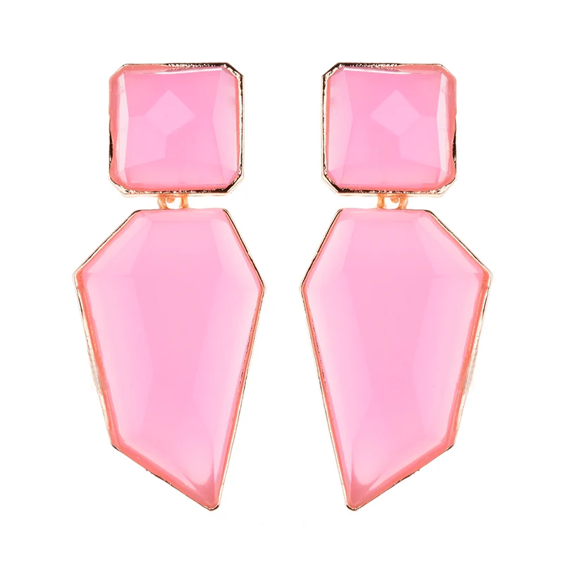 pink 1153 Геометрические полимерные акриловые длинные висячие серьги для женщин ZA прозрачные каменные серьги Femme массивные серьги-подвески большого размера роскошные ювелирные изделия - Окраска металла: pink 1153