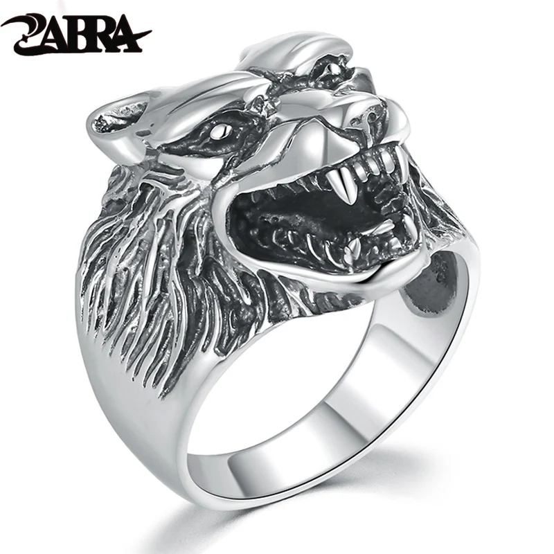 

ZABRA Luxury Solid 925 Sterling Silver Punk Roar Woft Ring For Men Vintage Steampunk Retro Domineering Rings Biker Male Jewelry