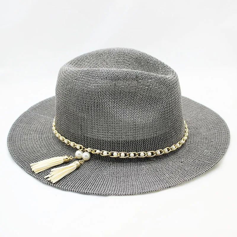 SUOGRY Панама шляпа женская Соломенная Fedora Fmale Sunhat летняя пляжная кепка с