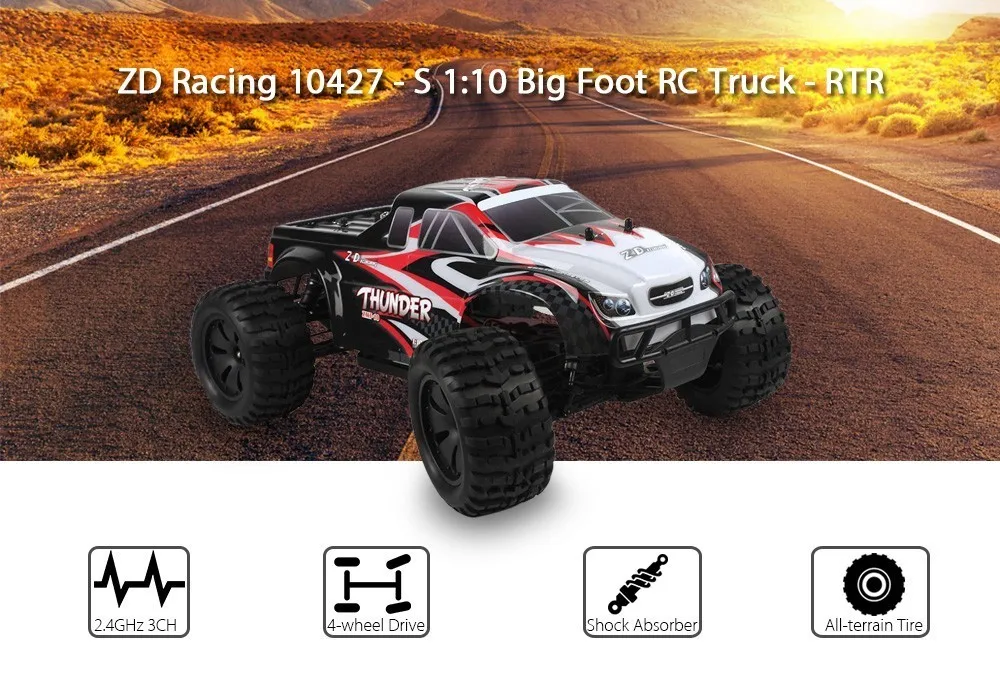 ZD гоночный автомобиль 10427-S 1:10 большая нога RC грузовик монстр RTR 2,4G 4WD брызгозащищенный ESC 3,5 кг высокий крутящий момент сервопривод ударопрочный