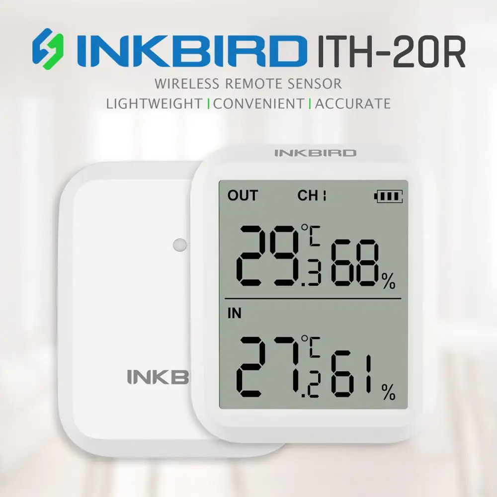 

INKBIRD ITH-20R Digital Hygrometer Indoor Thermometer Humidity Gauge with Accurate Temperature 1Transmitter Aquarium Garage Room