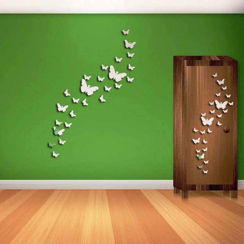 DIY самоклеющиеся наклейки на стены с зеркалом бабочкой акриловое зеркальное