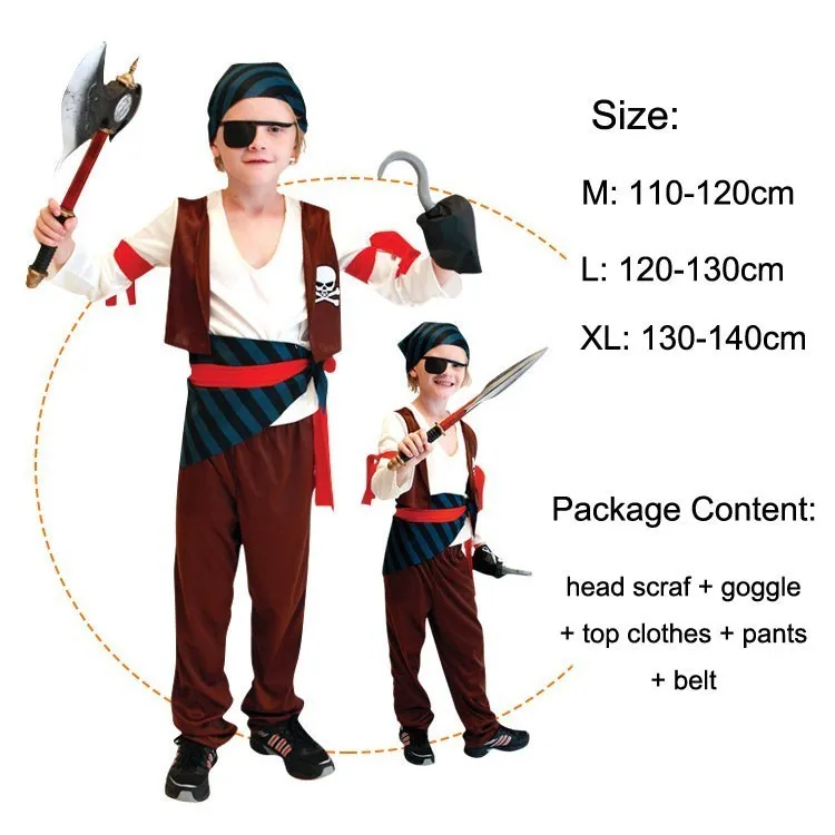 Детский Пиратский костюмы для девочек Для мальчиков и косплей Пираты Карибского