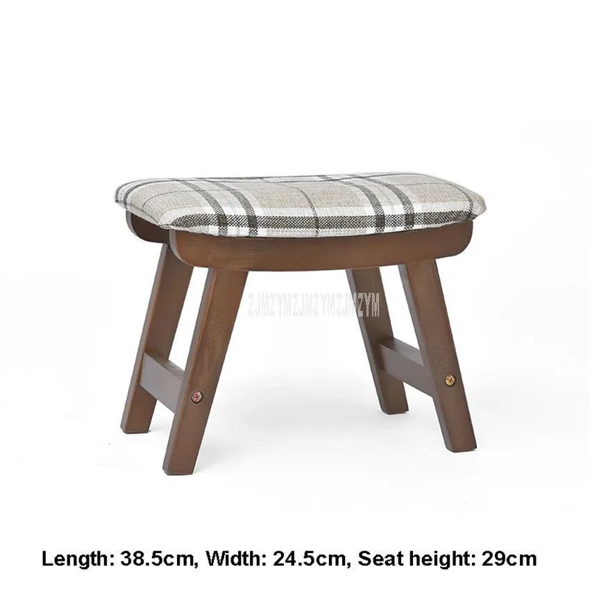 strip Walnut color Твердые деревянные ноги низкий табурет Хлопок Моющиеся Гостиная обувь изменение спальня диван Сторона Мягкая Мини пуфик табурет - Цвет: strip Walnut color