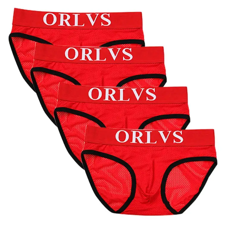 ORLVS 4 шт./партия Сетчатое мужское Сексуальное белье мужские трусы Мужское нижнее