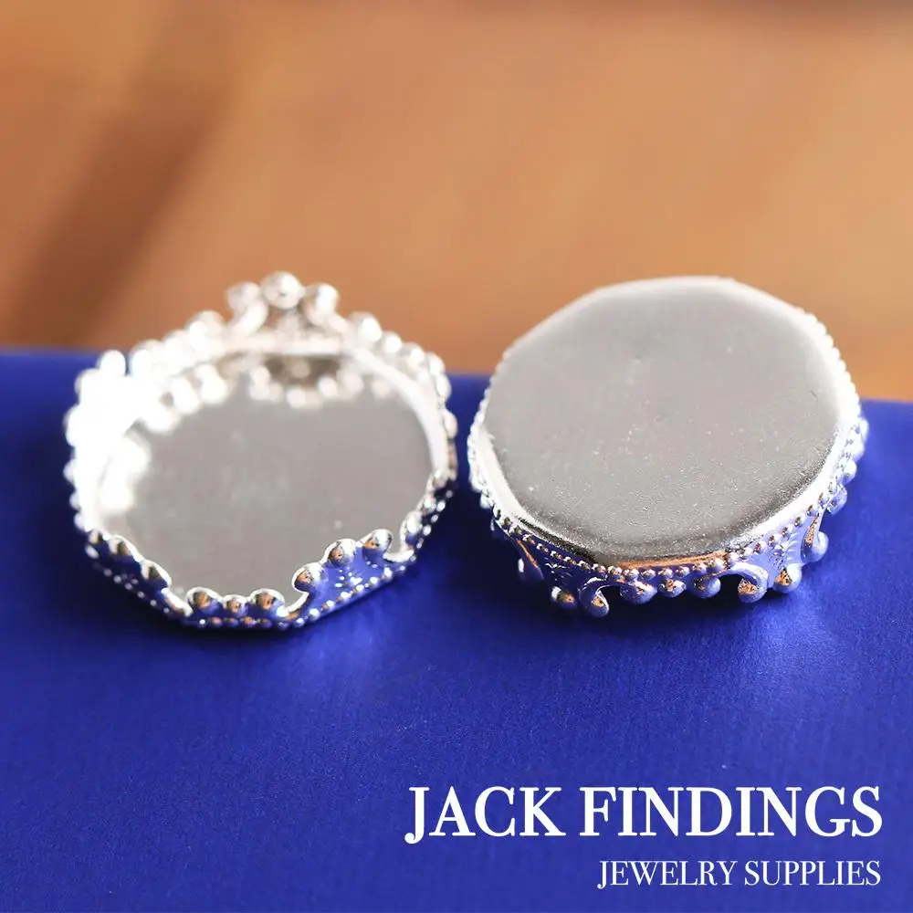 15 мм 20 шт. Высококачественная Посеребренная Медная круглая корона кабошон