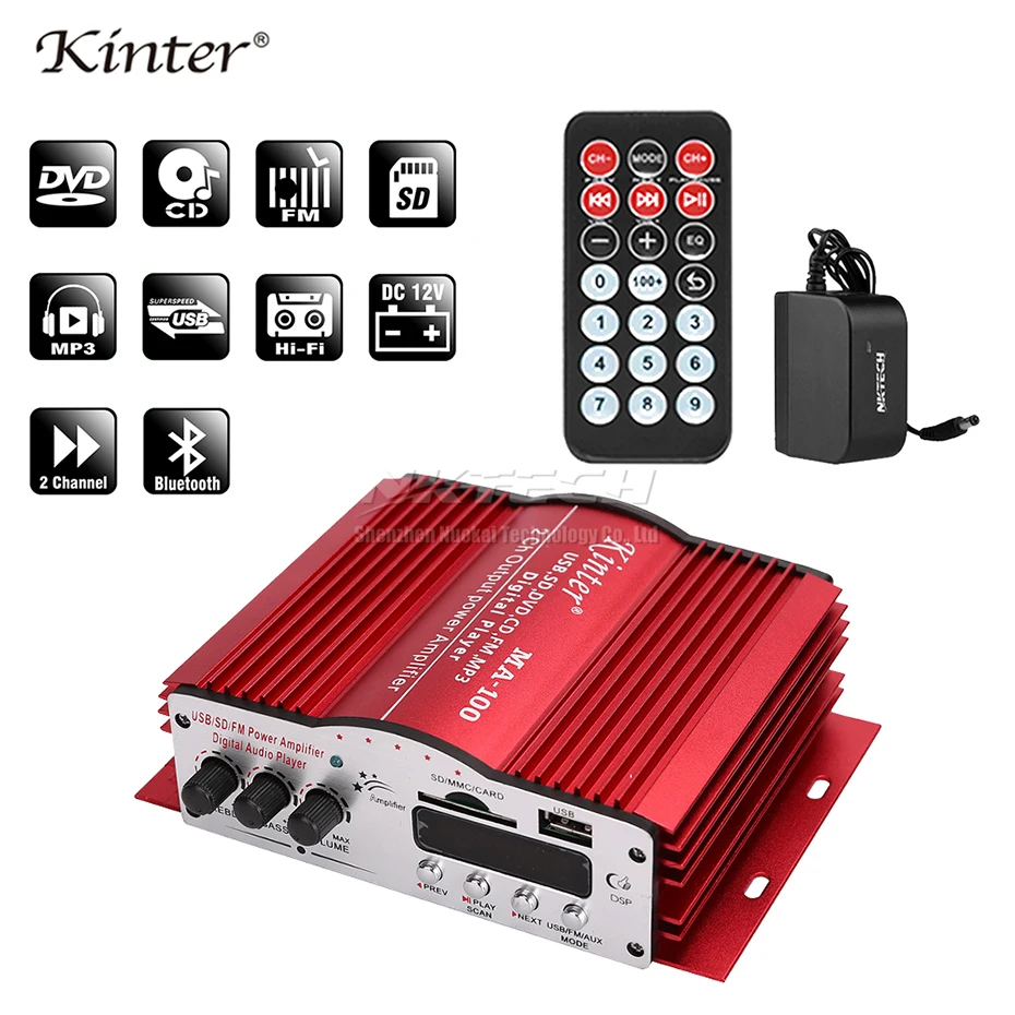 Автомобильный цифровой аудиоплеер MA-100 Kinter усилитель мощности 2x25 Вт Hi-Fi стерео