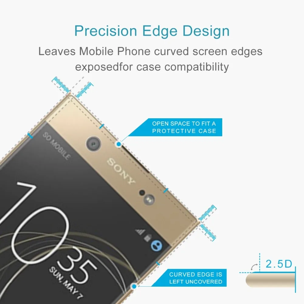Для Sony Xperia XA1 Plus / Z1 Compact mini стеклянная пленка 0 26 мм 2.5D с изогнутыми краями