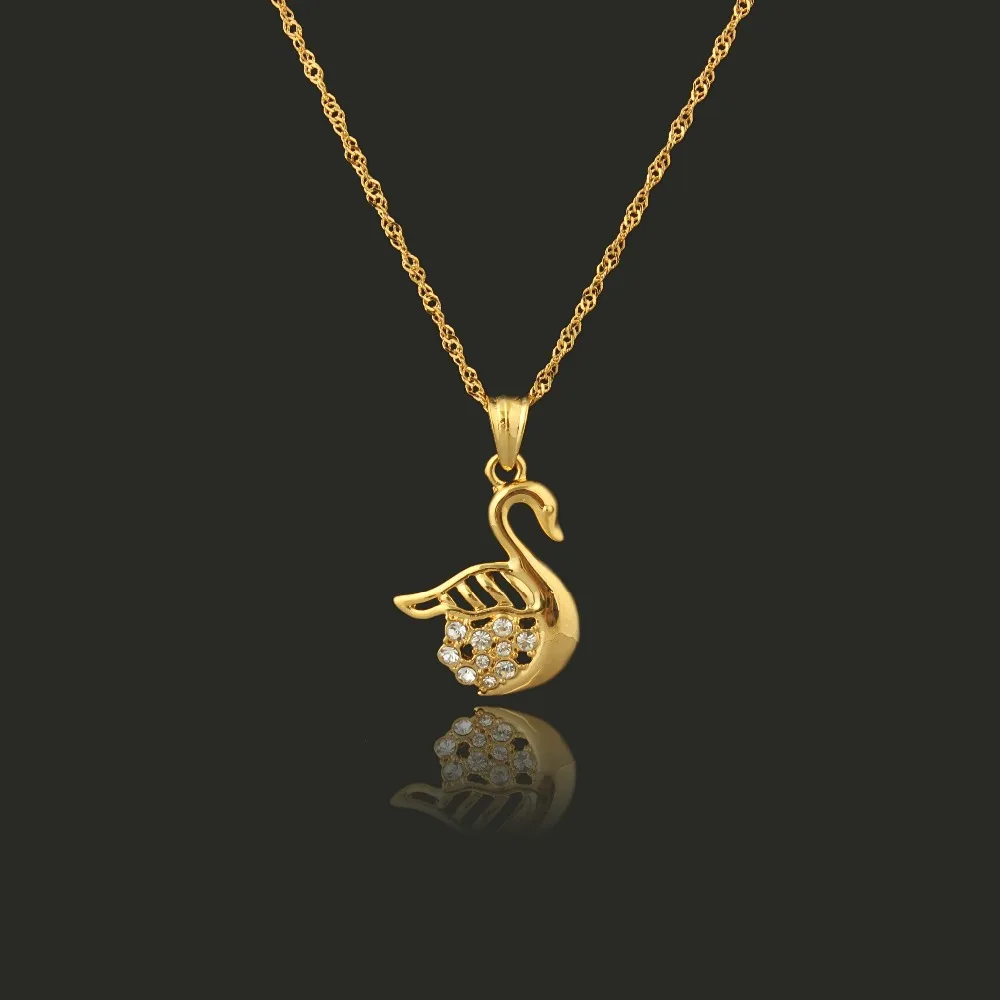 Модное ожерелье с подвеской золотого лебедя женская простая подвеска ювелирное