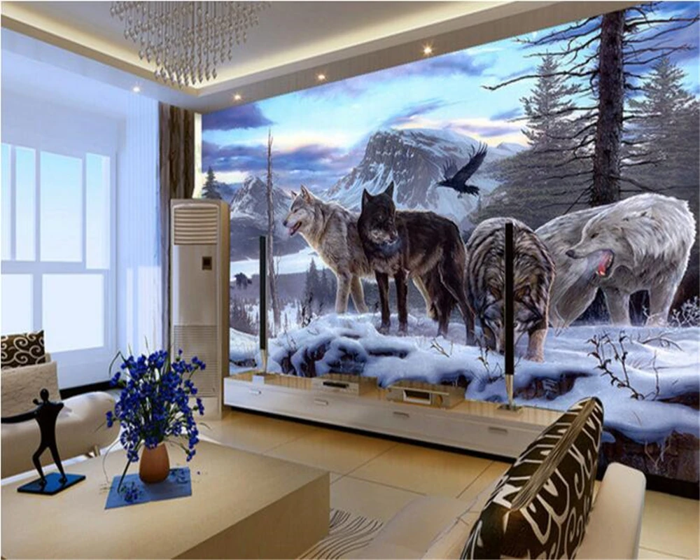 Высокое Качество Модные персональные волки настенная бумага фон украшение
