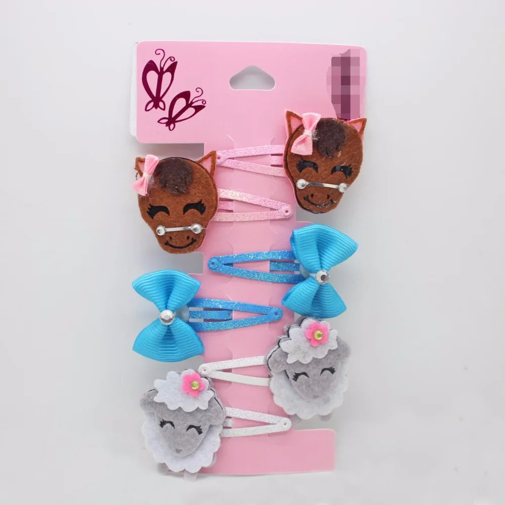 Оптовая продажа 6 шт./лот хлопок овца и корова бант заколка для волос милые