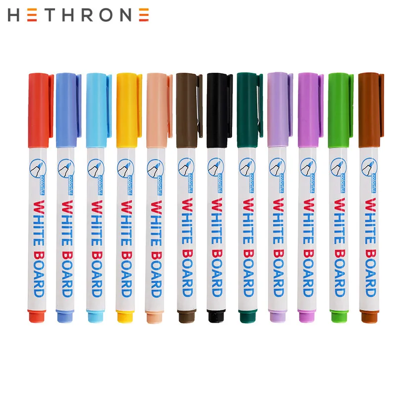 12pcs Hethrone Водонепроницаемый доски комплекты со стирающимися чернилами шулер Маркеры Ручка 8/12 шт красочные детские белая доска граффити Живопись Рисунок пером - Цвет: 12pcs